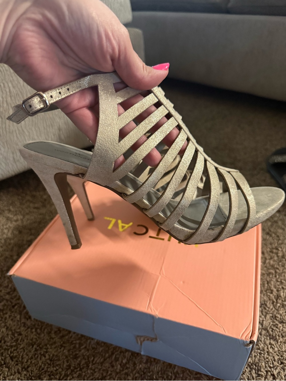 Worthington Metallic Gold Strappy High Heel Sandals